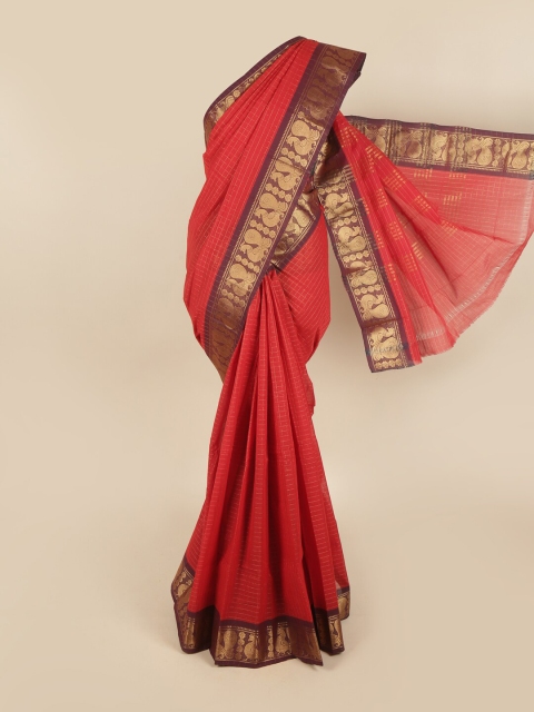 

Pothys Red & Maroon Pure Cotton Traditional Saree