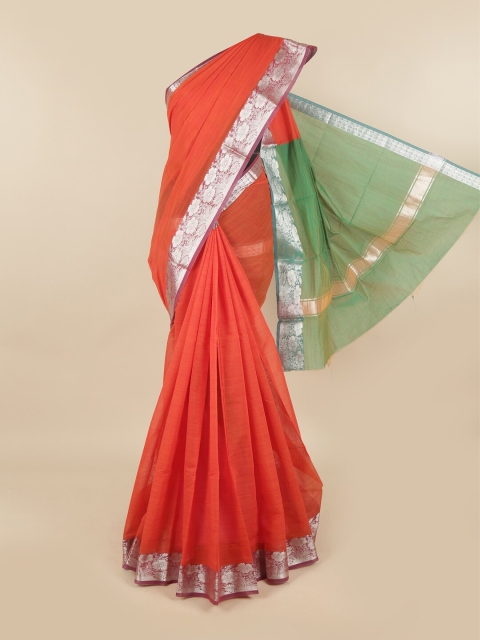 

Pothys Coral & Green Silk Cotton Saree
