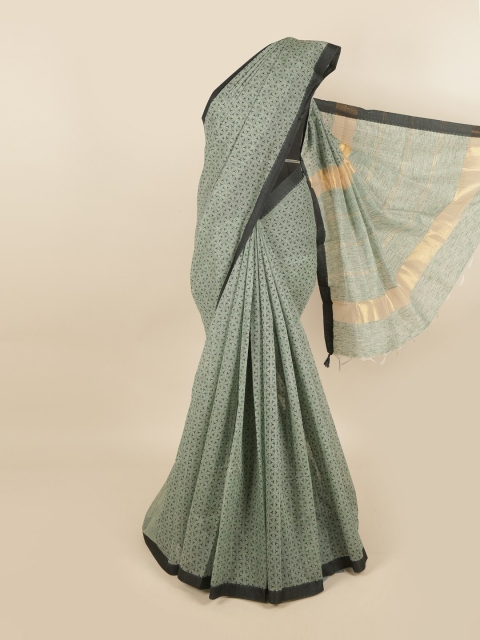 

Pothys Green & Gold-Toned Ethnic Motifs Chettinad Saree