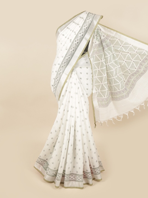 

Pothys White & Black Linen Blend Chettinad Saree