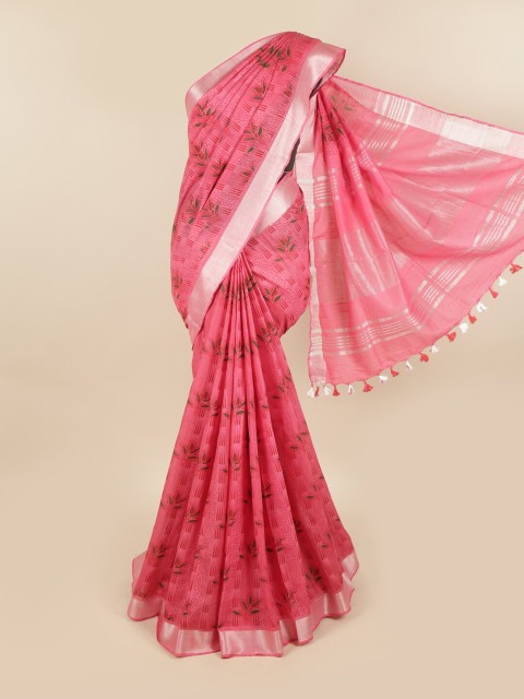 

Pothys Coral & Green Woven Design Chettinad Saree