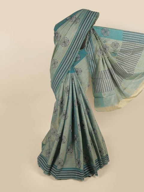 

Pothys Green & White Floral Chettinad Saree