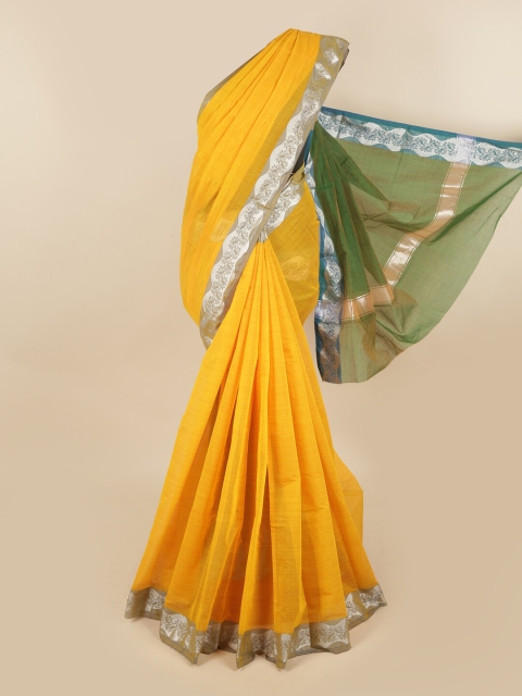 

Pothys Yellow Silk Cotton Chettinad Saree