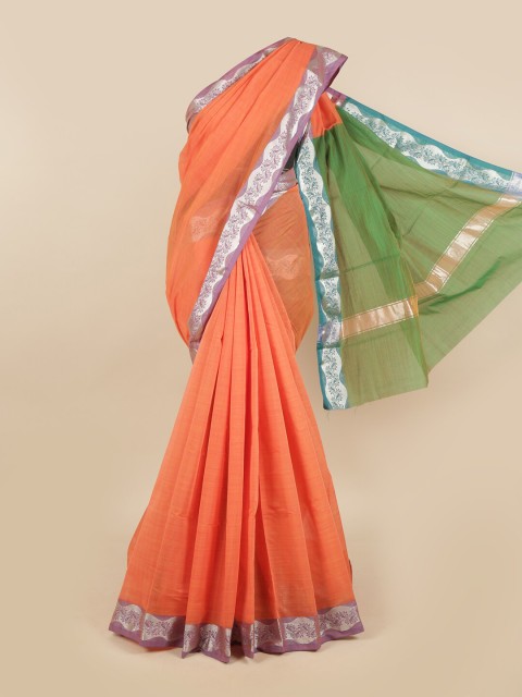 

Pothys Orange Silk Cotton Chettinad Saree
