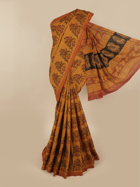 

Pothys Mustard & Green Ethnic Motifs Saree