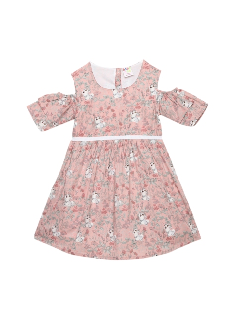 

ZION Peach-Coloured Floral Dress