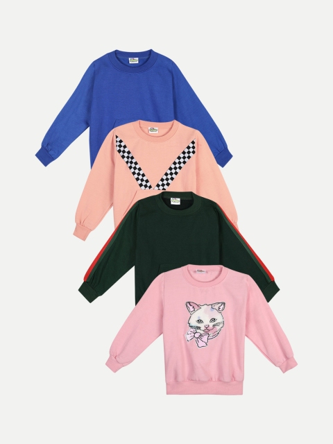 

Cutiekins Set-4 Kids Blue Colourblocked Sweatshirt