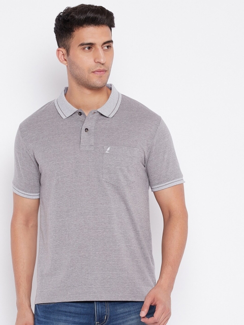 

HARBORNBAY Men Grey Polo Collar T-shirt