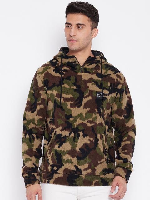 

HARBORNBAY Men Camouflage Printed Hooded Sweatshirt, Khaki