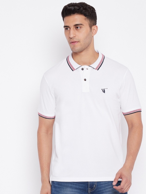 

HARBORNBAY Men White Polo Collar T-shirt