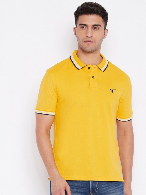 

HARBORNBAY Men Yellow Polo Collar Applique T-shirt