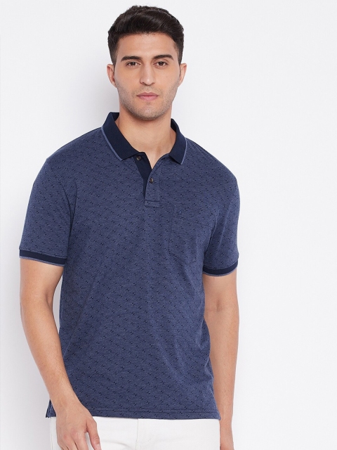 

HARBORNBAY Men Blue Polo Collar Pockets T-shirt