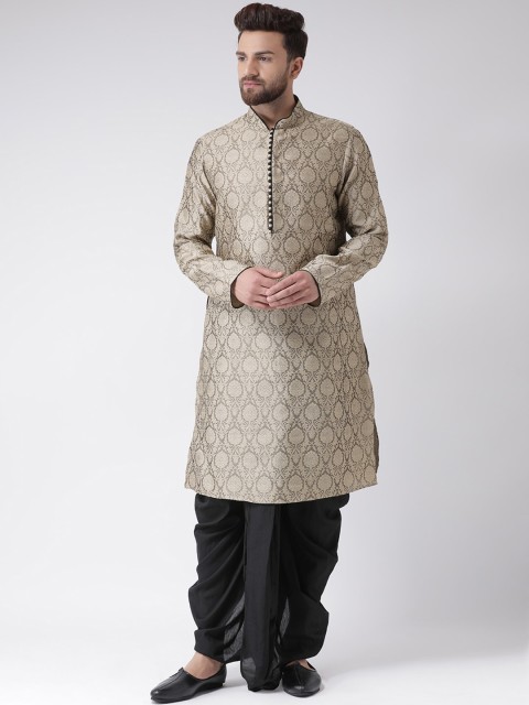 

Chitwan Mohan Men Khaki Woven Design Regular Kurta with Dhoti Pants