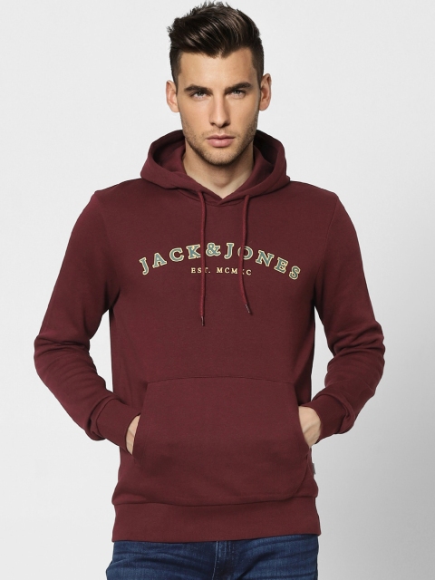 

Jack & Jones Men Maroon Brand Logo Printed Sweatshirt