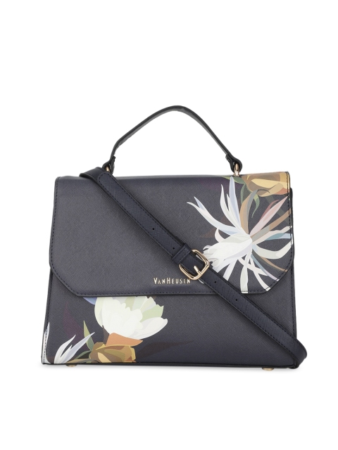 

Van Heusen Woman Navy Blue Floral Printed Structured Satchel Bag