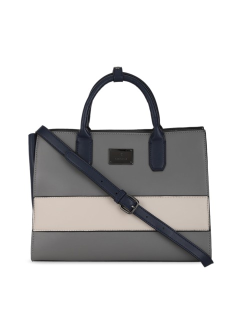 

Van Heusen Grey Colourblocked PU Structured Handheld Bag
