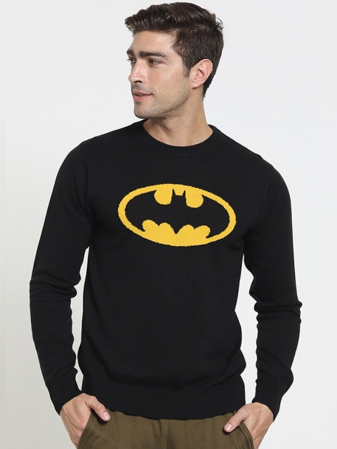 

Bewakoof Men Black & Yellow Superhero Batman Printed Cotton Pullover