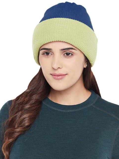 

Kosha Women Women Lime Green & Blue Merino Wool Reversible Beanie