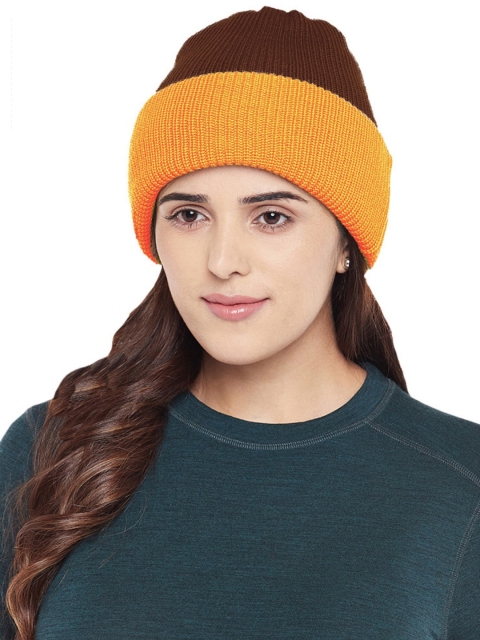 

Kosha Women Women Mustard & Brown Pure Merino Wool Reversible Beanie