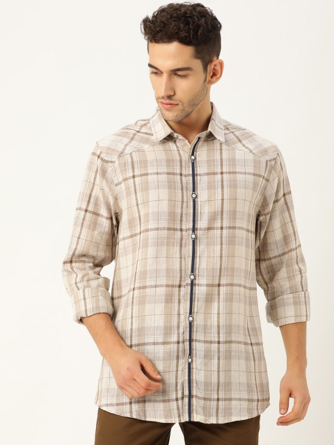 

STROP Men Beige Tartan Checks Opaque Checked Casual Shirt