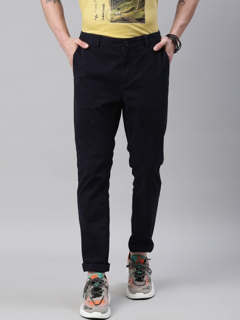 

Breakbounce Men Navy Blue Slim Fit Chinos Trousers