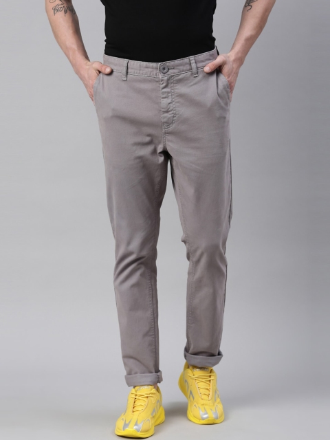 

Breakbounce Men Grey Slim Fit Chinos Trousers