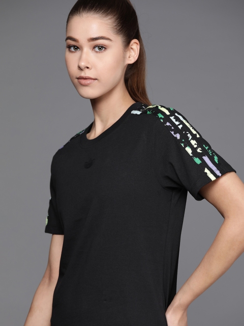 

ADIDAS Originals Women Black Floral 3-Stripes Pure Cotton Sustainable T-shirt