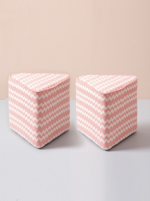 

Nestroots Set of 2 Pink Triangle Shape Sitting Ottomans