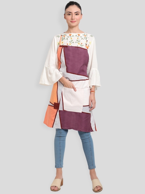 

ROMEE Multicoloured Geometric Printed Cotton Kitchen Apron with Napkin, Multi