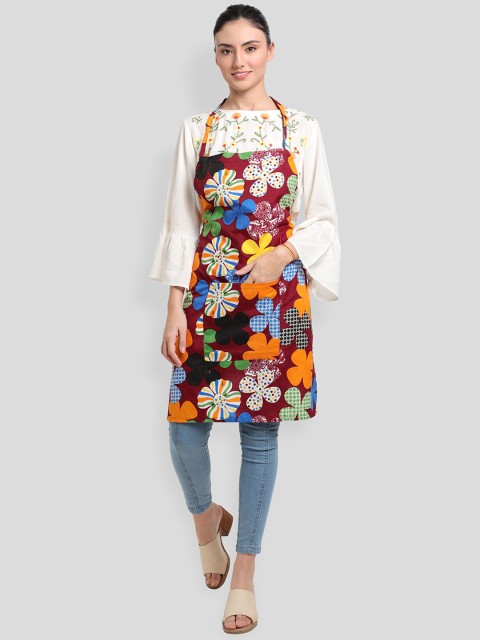 

ROMEE Multicoloured Floral Printed Cotton Kitchen Apron With Napkin, Multi