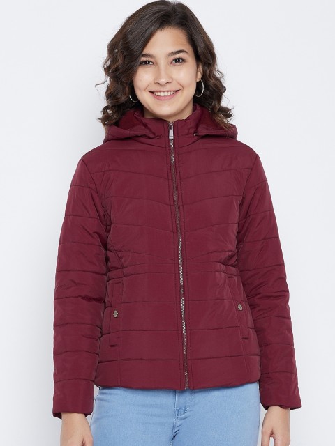 

Octave Women Maroon Hooded Puffer Jacket