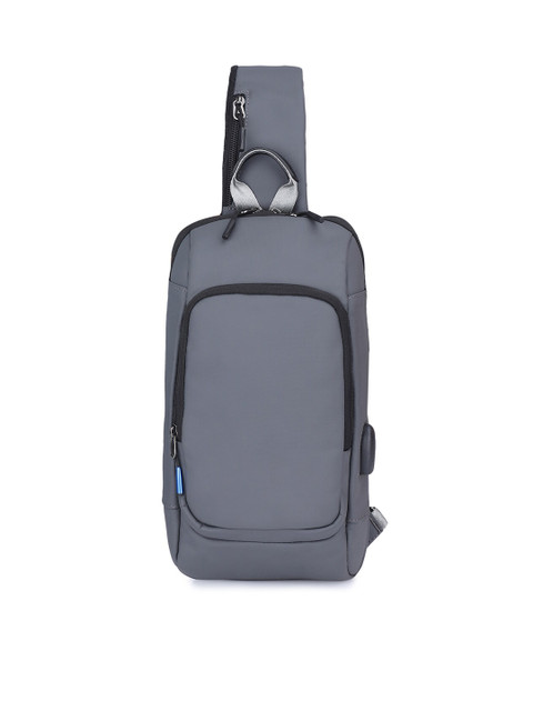 

POSO Unisex Grey Backpack with USB Charging Port
