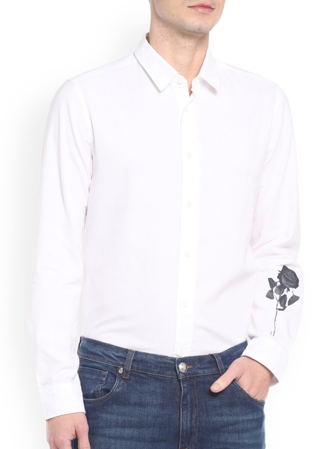 

HUGO Men White Opaque Casual Shirt