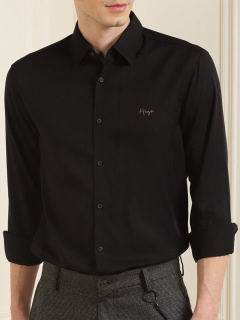 

HUGO Men Black Opaque Casual Shirt