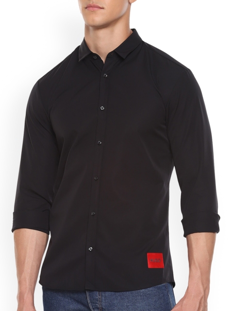

HUGO Men Black Opaque Casual Shirt