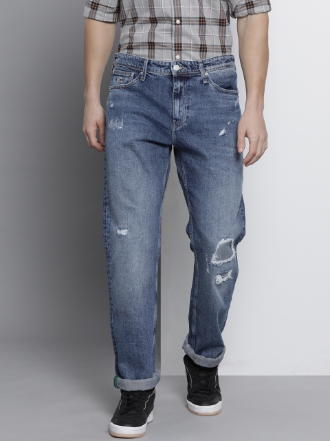 

Tommy Hilfiger Men Blue Straight Highly Distressed Heavy Fade Mid-Rise Stretchable Jeans