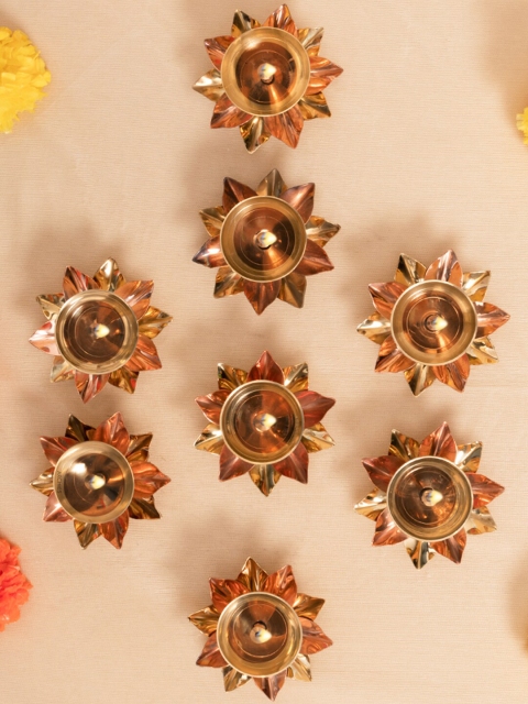

Archies Gold Set of 8 Lotus Shaped Diya