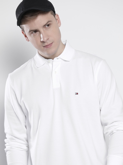 

Tommy Hilfiger Men White Solid Polo Collar T-shirt