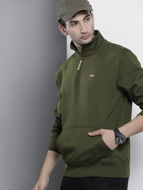 

Tommy Hilfiger Men Olive Green Solid Sweatshirt