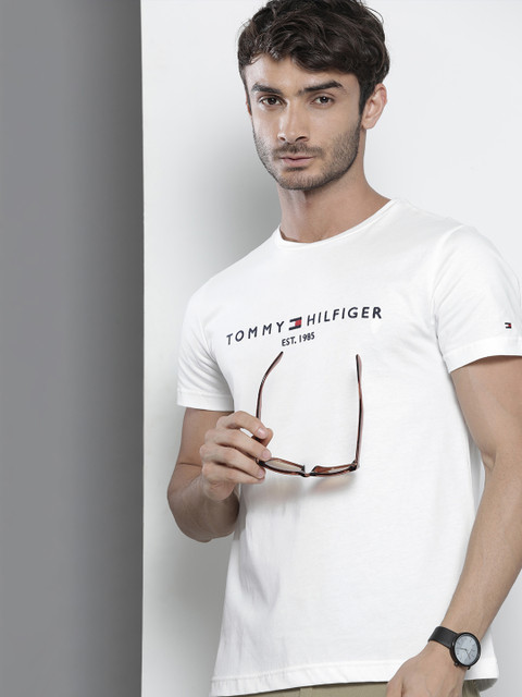 

Tommy Hilfiger Men White & Black Printed T-shirt
