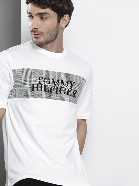 

Tommy Hilfiger Men White Brand Logo Printed Organic Cotton T-shirt