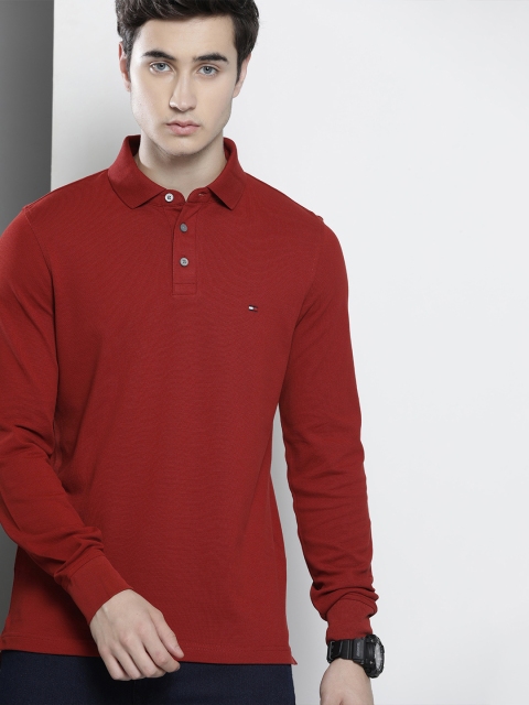 

Tommy Hilfiger Men Red Polo Collar Slim Fit T-shirt