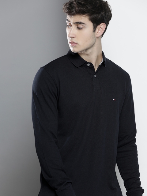 

Tommy Hilfiger Men Navy Blue Polo Collar T-shirt