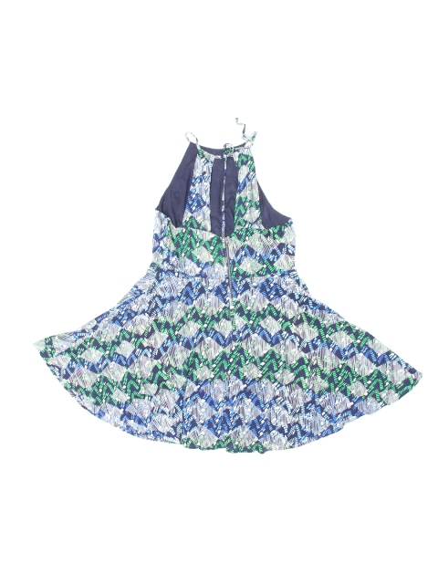 

FOREVER 21 Women Navy Printed Fit and Flare Dress, Navy blue
