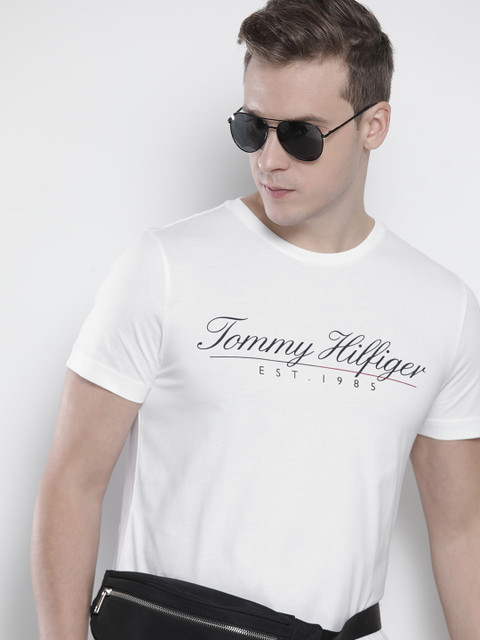 

Tommy Hilfiger Men White Typography Printed Organic Cotton T-shirt