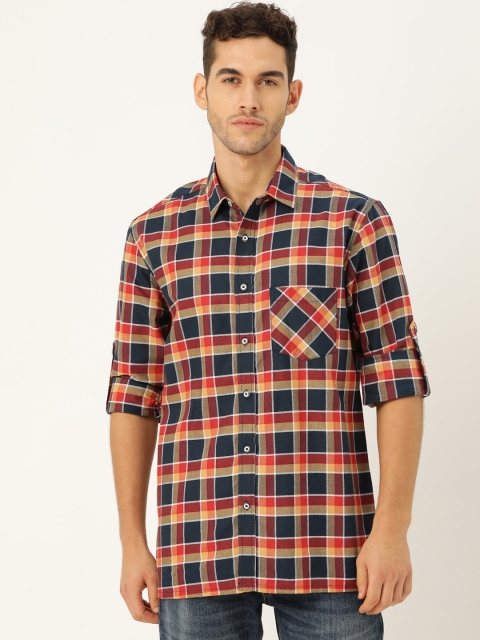 

STROP Men Red Tartan Checks Opaque Checked Casual Shirt