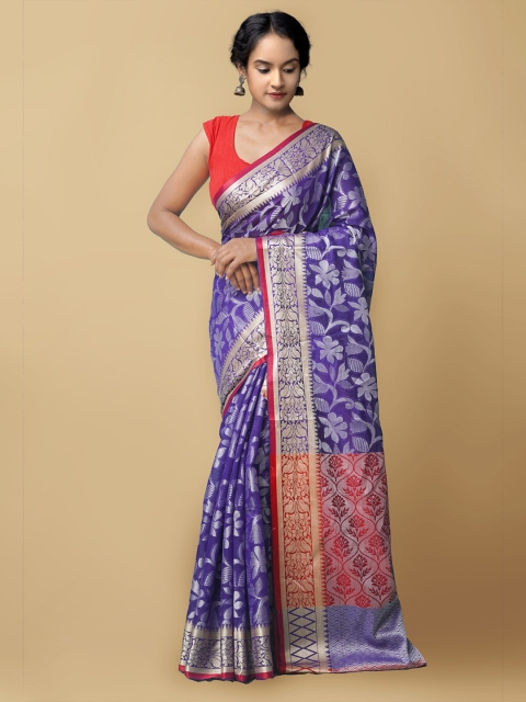 

Unnati Silks Women Violet & Red Bangalore Sico Saree