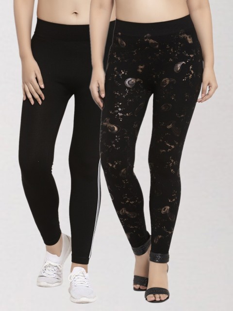 

KLOTTHE Women Pack Of 2 Black Skinny Fit Jeggings