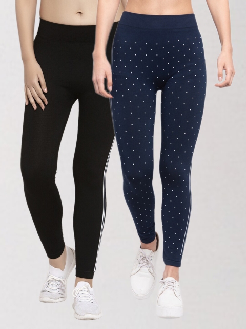 

KLOTTHE Women Pack Of 2 Black & Navy Blue Skinny Fit Jeggings