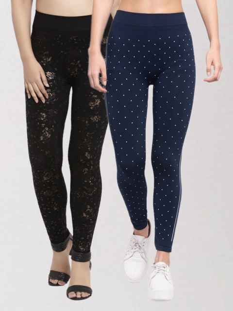 

KLOTTHE Women Multicoloured Pack of 2 Printed Skinny Fit Jeggings, Multi